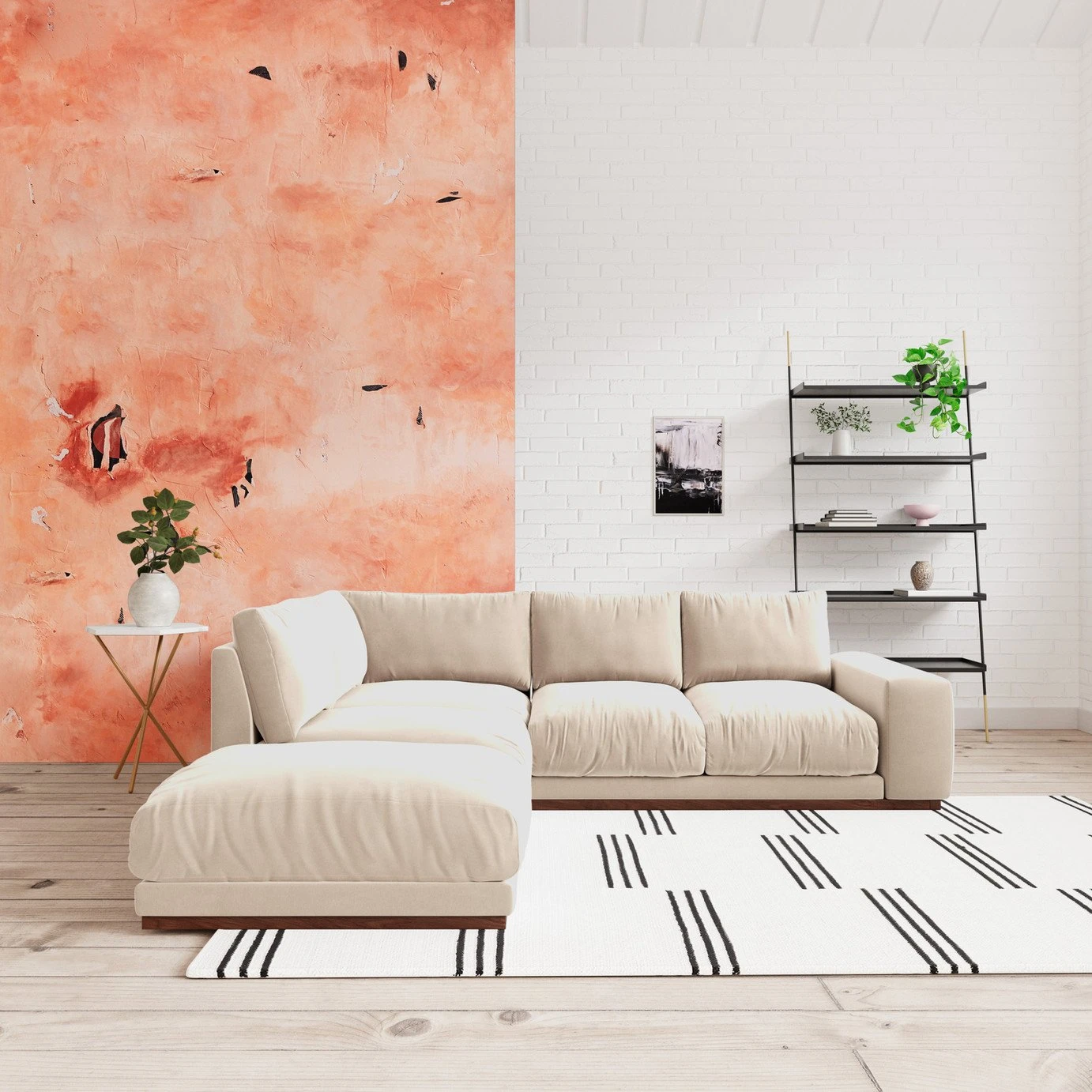 Swoon Denver Velvet Left Hand Corner Sofa - Taupe 4 Swoon Denver Velvet Left Hand Corner Sofa - Taupe - Image 2