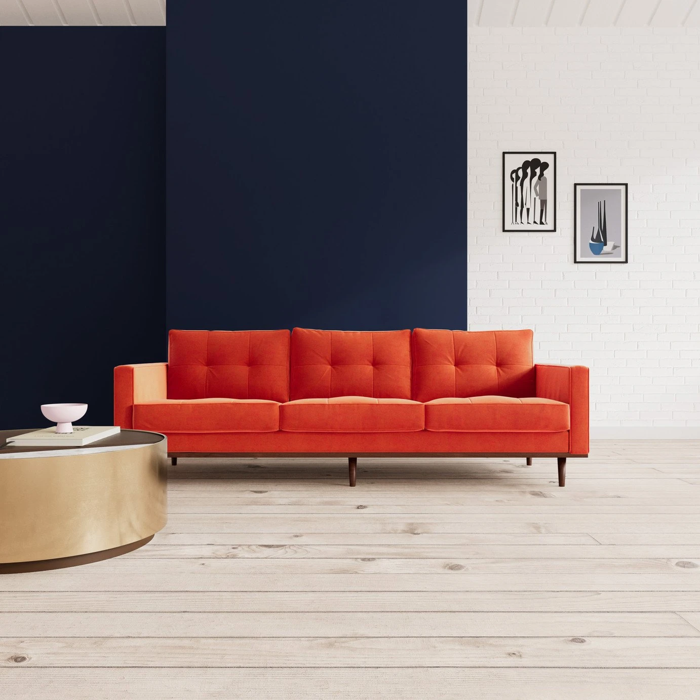 Swoon Berlin Velvet 4 Seater Sofa - Burnt Orange 4 Swoon Berlin Velvet 4 Seater Sofa - Burnt Orange - Image 2