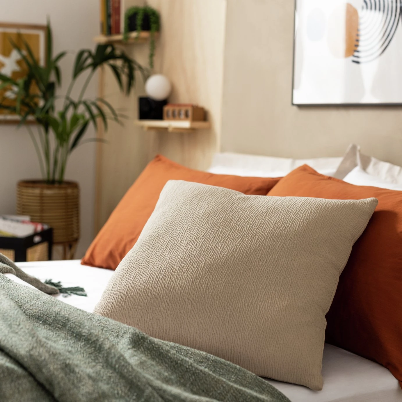 Habitat Textured Plain Cushion - Cream - 50x50cm 4 Habitat Textured Plain Cushion - Cream - 50x50cm - Image 2