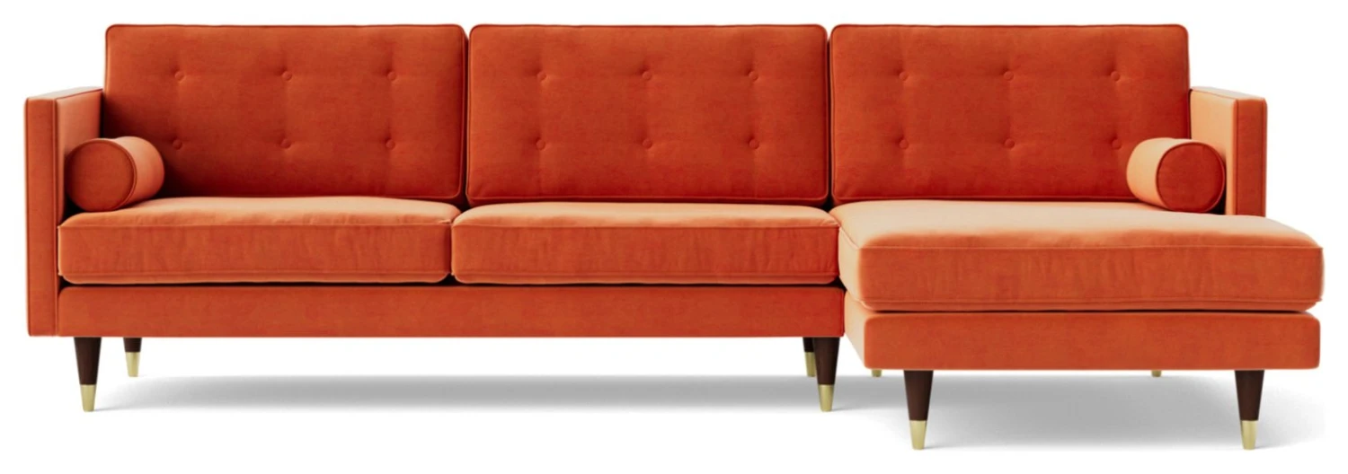 Swoon Porto Velvet Right Hand Corner Sofa - Burnt Orange 7 Swoon Porto Velvet Right Hand Corner Sofa - Burnt Orange - Image 5