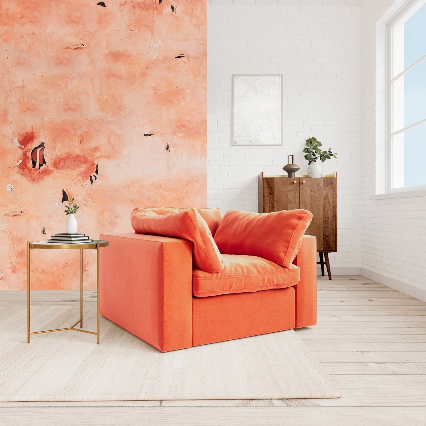 Swoon Seattle Velvet Armchair - Burnt Orange 4 Swoon Seattle Velvet Armchair - Burnt Orange - Image 2