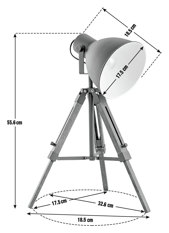 Habitat Loft Living Tripod Table Lamp - Grey 5 Habitat Loft Living Tripod Table Lamp - Grey - Image 3