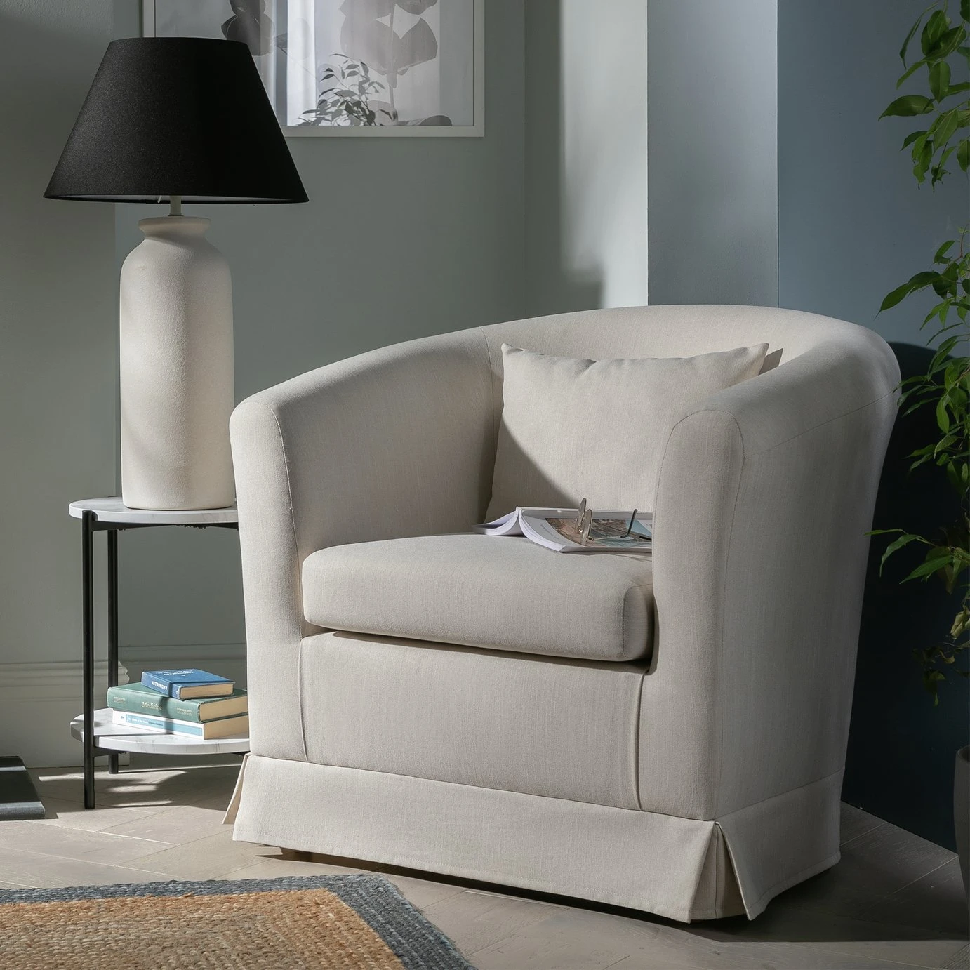 Habitat Larissa Fabric Tub Chair - Natural 4 Habitat Larissa Fabric Tub Chair - Natural - Image 2