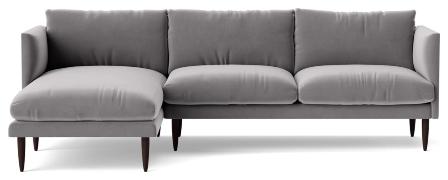 Swoon Luna Velvet Left Hand Corner Sofa - Silver Grey 7 Swoon Luna Velvet Left Hand Corner Sofa - Silver Grey - Image 5