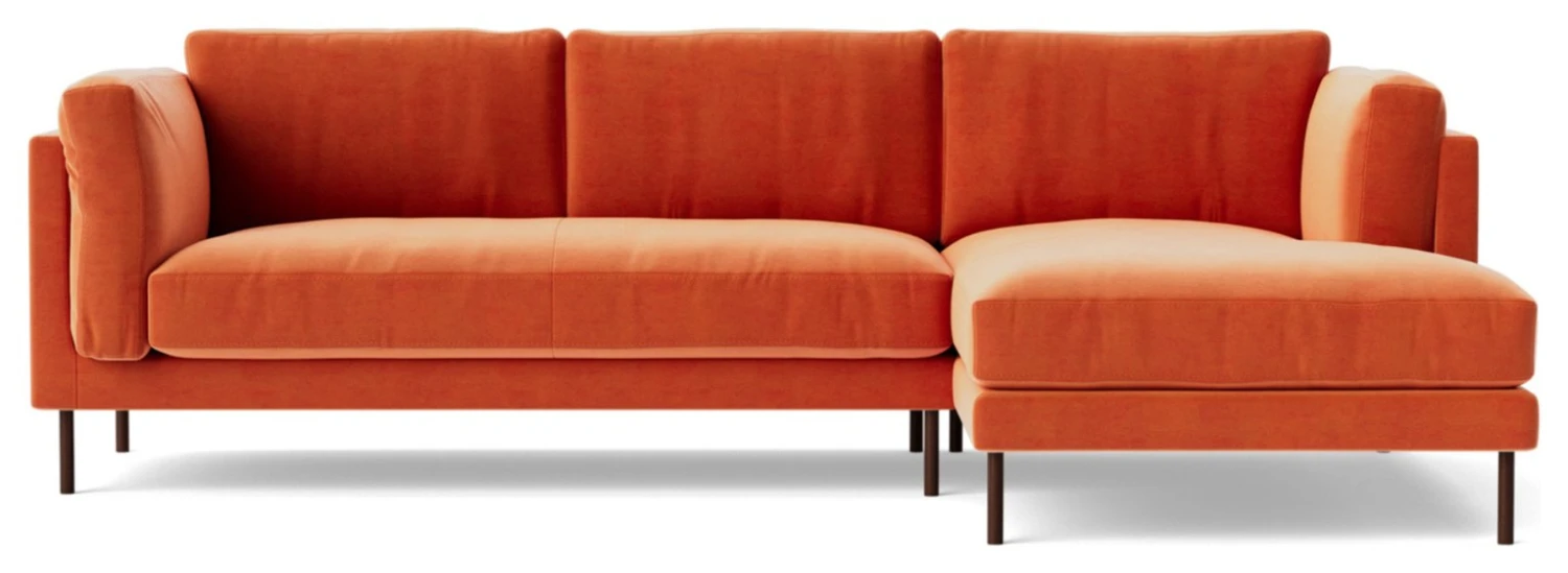 Swoon Munich Velvet Right Hand Corner Sofa - Burnt Orange 7 Swoon Munich Velvet Right Hand Corner Sofa - Burnt Orange - Image 5