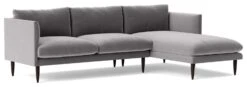 Swoon Luna Velvet Right Hand Corner Sofa - Silver Grey