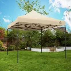 All Seasons 3m X 3m Garden Pop Up Gazebo - Beige -Home Furnishings Store 2063162 R Z001C