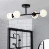 Habitat Opal Metal Bathroom Flush Ceiling Light - Black -Home Furnishings Store 2067405 R Z001A