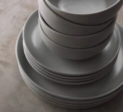 Habitat 12 Piece Stoneware Dinner Set - Matt Grey -Home Furnishings Store 2151768 R Z003C