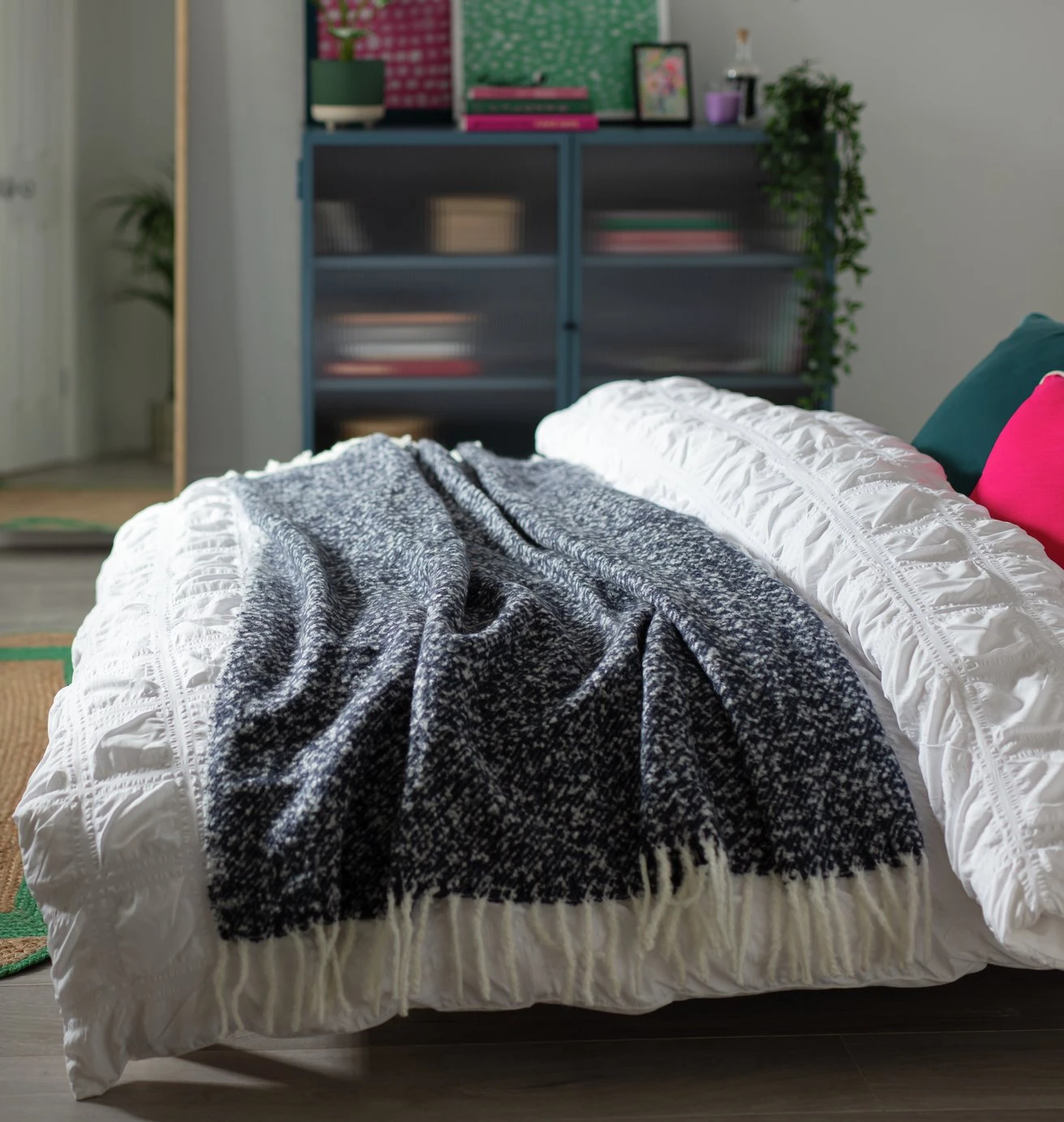 Habitat Faux Textured Mohair Throw - Navy - 125x150cm 4 Habitat Faux Textured Mohair Throw - Navy - 125x150cm - Image 2