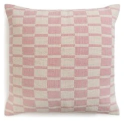 Habitat Checker Board Cushion - White & Pink - 43x43cm