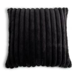 Habitat Ribbed Faux Fur Cushion - Charcoal - 50X50cm