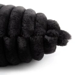 Habitat Ribbed Faux Fur Cushion - Charcoal - 50X50cm -Home Furnishings Store 3064380 R Z003A
