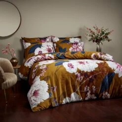 Paoletti Cotton Kyoto Floral 200TC Brown Bedding Set- Double -Home Furnishings Store 3066302 R Z003A
