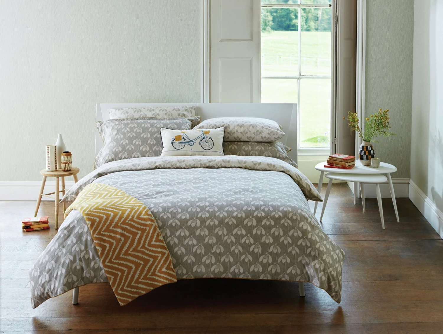 Scion Cotton Snowdrop Flower Grey Bedding Set - Single 4 Scion Cotton Snowdrop Flower Grey Bedding Set - Single - Image 2