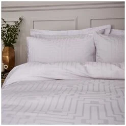 Bianca Cotton 180 TC Geometric White Bedding Set - Double 11 Bianca Cotton 180 TC Geometric White Bedding Set - Double -Home Furnishings Store 3080412 R Z005A