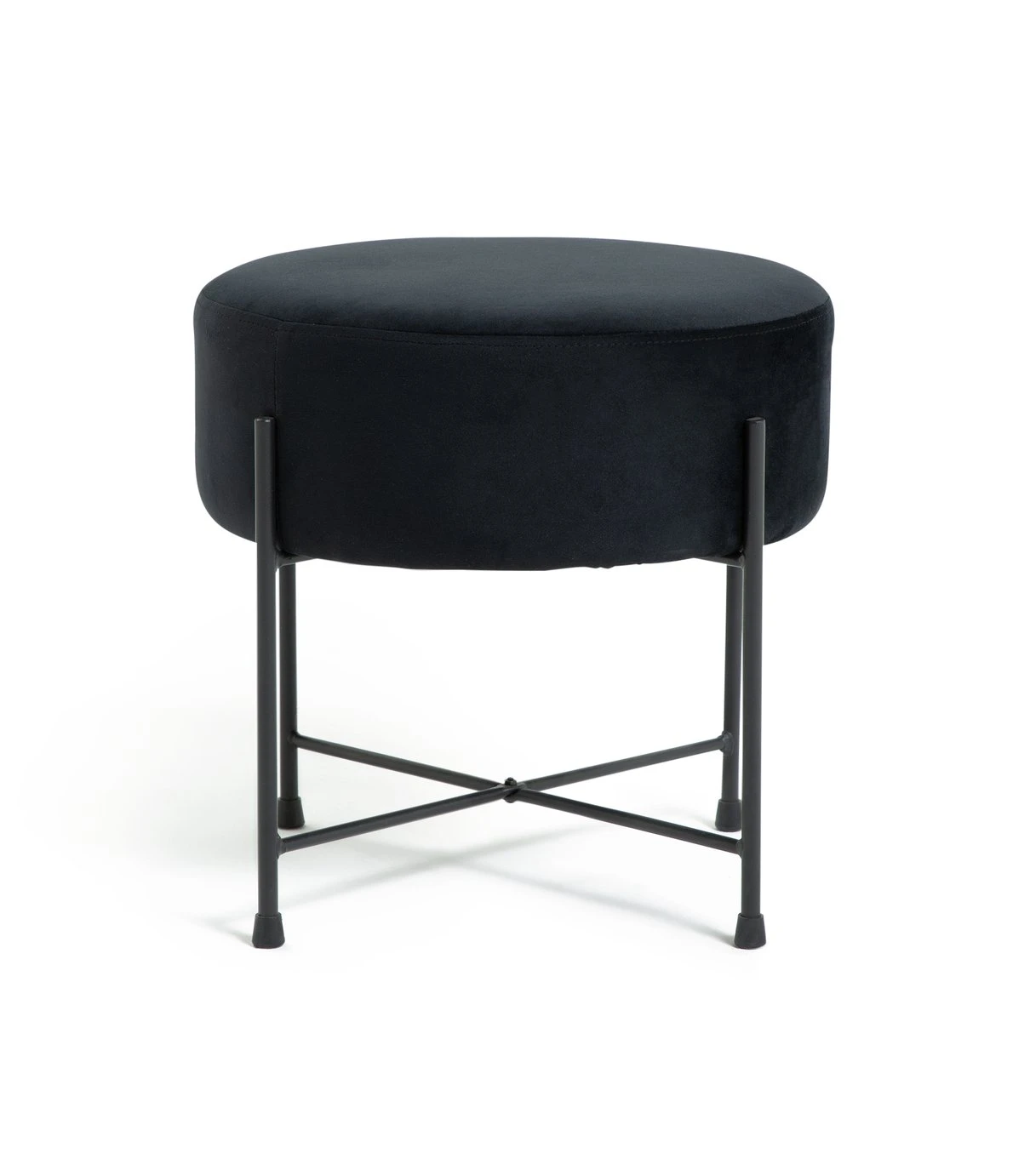 Habitat Jax Velvet Footstool - Black 3 Habitat Jax Velvet Footstool - Black