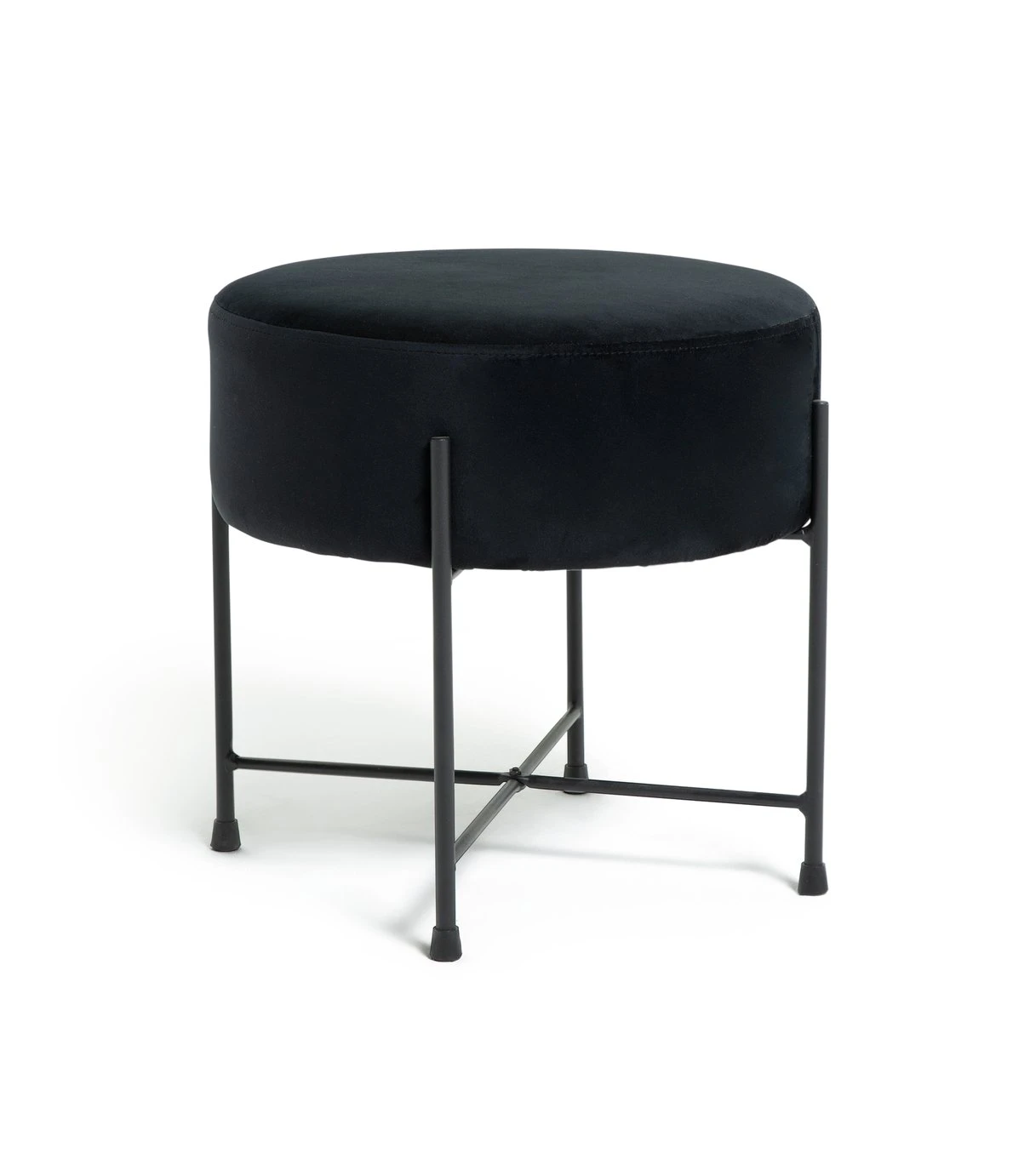 Habitat Jax Velvet Footstool - Black 6 Habitat Jax Velvet Footstool - Black - Image 4
