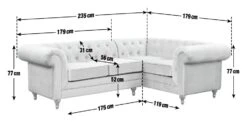 Habitat Chesterfield Velvet Left Hand Corner Sofa-Light Grey -Home Furnishings Store 3106633 R E001