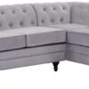 Habitat Chesterfield Velvet Left Hand Corner Sofa-Light Grey 1 Habitat Chesterfield Velvet Left Hand Corner Sofa-Light Grey -Home Furnishings Store 3106633 R Z001A