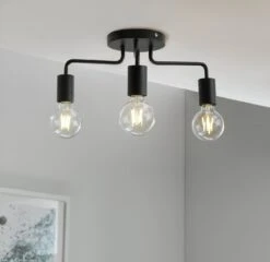 Habitat Rayner Steel 3 Light LED Flush Ceiling Light - Black -Home Furnishings Store 3247846 R Z002C