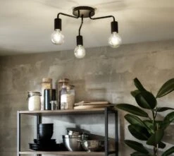 Habitat Rayner Steel 3 Light LED Flush Ceiling Light - Black -Home Furnishings Store 3247846 R Z003C