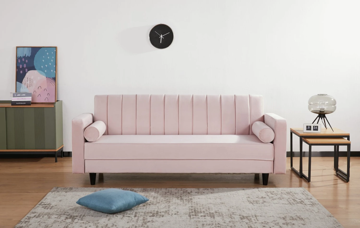 Habitat Preston Clic Clac Velvet Sofa Bed - Navy 4 Habitat Preston Clic Clac Velvet Sofa Bed - Navy - Image 2