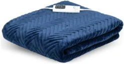 Dreamland Deluxe Velvet Royal Blue Heated Throw - Large -Home Furnishings Store 3340901 R Z010A