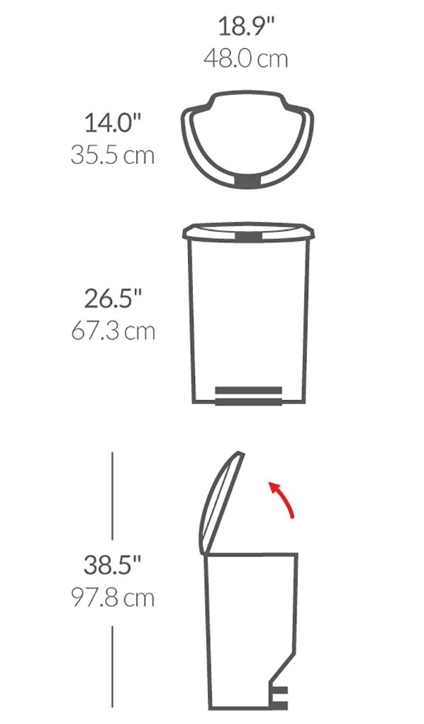 Simplehuman 50L Plastic Semi Round Pedal Bin - Black 6 Simplehuman 50L Plastic Semi Round Pedal Bin - Black - Image 4