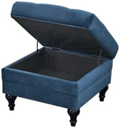 Habitat Chesterfield Velvet Storage Footstool - Blue -Home Furnishings Store 3369683 R Z003A