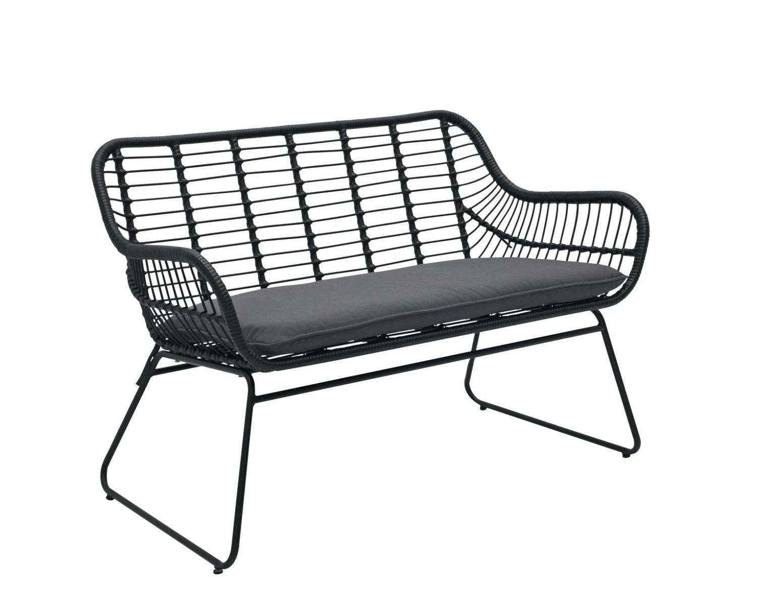 Habitat Ross Rattan Effect Garden Bench - Black 6 Habitat Ross Rattan Effect Garden Bench - Black - Image 4