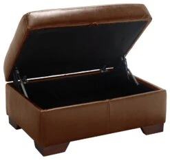 Habitat Eton Leather Storage Ottoman Footstool - Tan -Home Furnishings Store 3594630 R Z003A