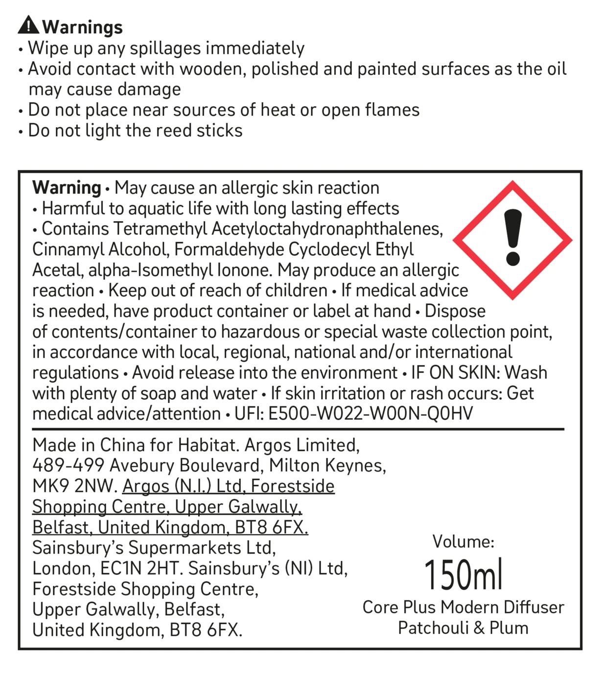 Habitat 150ml Scented Diffuser - Patchouli & Plum 7 Habitat 150ml Scented Diffuser - Patchouli & Plum - Image 5