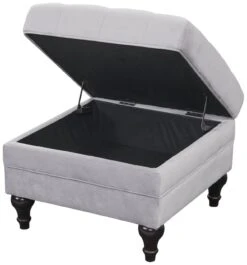 Habitat Chesterfield Velvet Storage Footstool - Light Grey -Home Furnishings Store 4654287 R Z003A