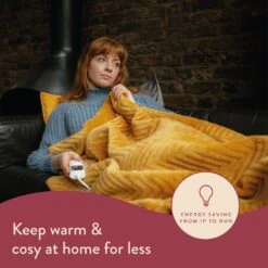 Dreamland Deluxe Velvet Mustard Heated Throw - Large -Home Furnishings Store 4844994 R Z003A