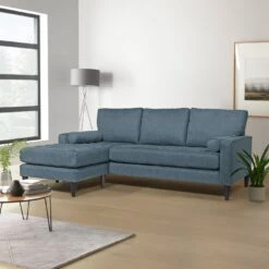 Habitat Hudson Fabric Corner Chaise Sofa - Linnet -Home Furnishings Store 4847575 R Z001C