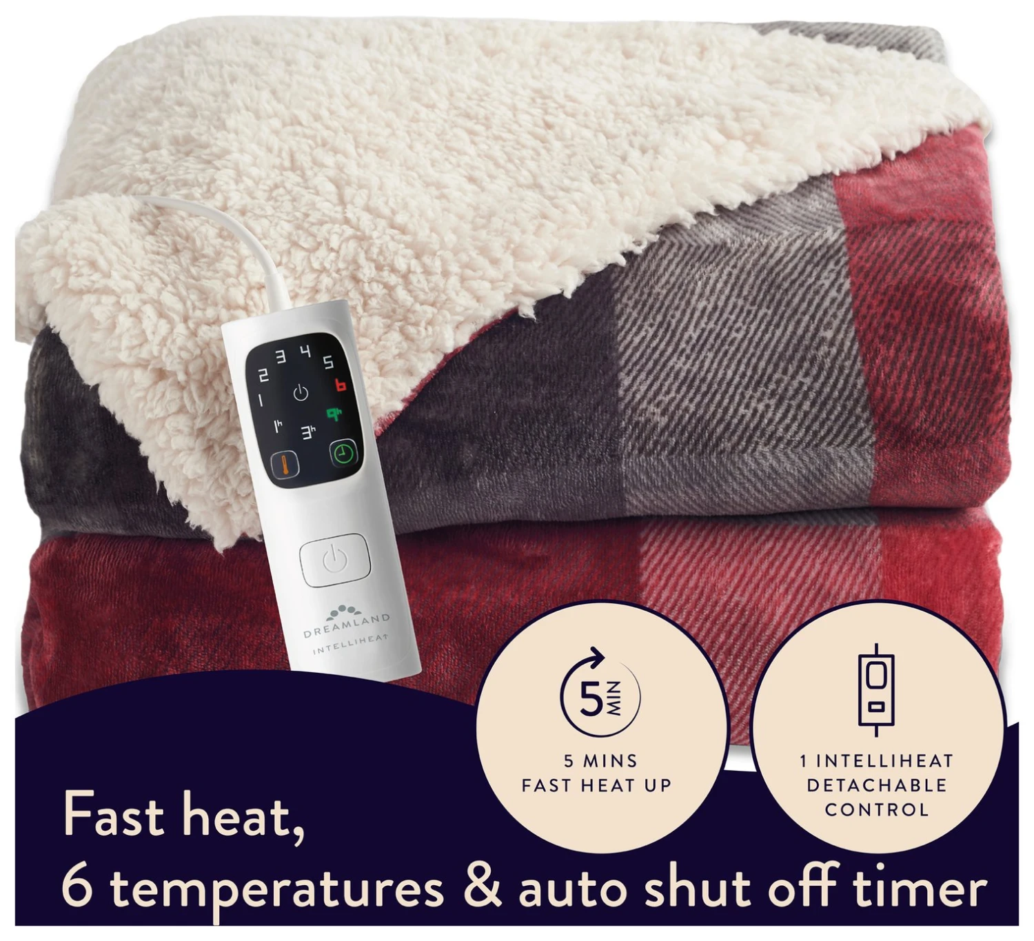 Dreamland Sherpa Tartan Reversible Overblanket 7 Dreamland Sherpa Tartan Reversible Overblanket - Image 5