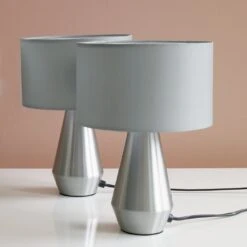 Habitat Maya Pair Of Touch Table Lamps - Silver & Cream -Home Furnishings Store 4975894 R Z010A