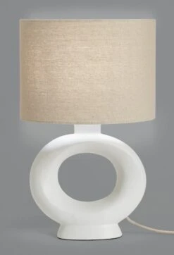 Habitat Nels Large Circle Ceramic Table Lamp - White & Beige -Home Furnishings Store 5022887 R Z005A