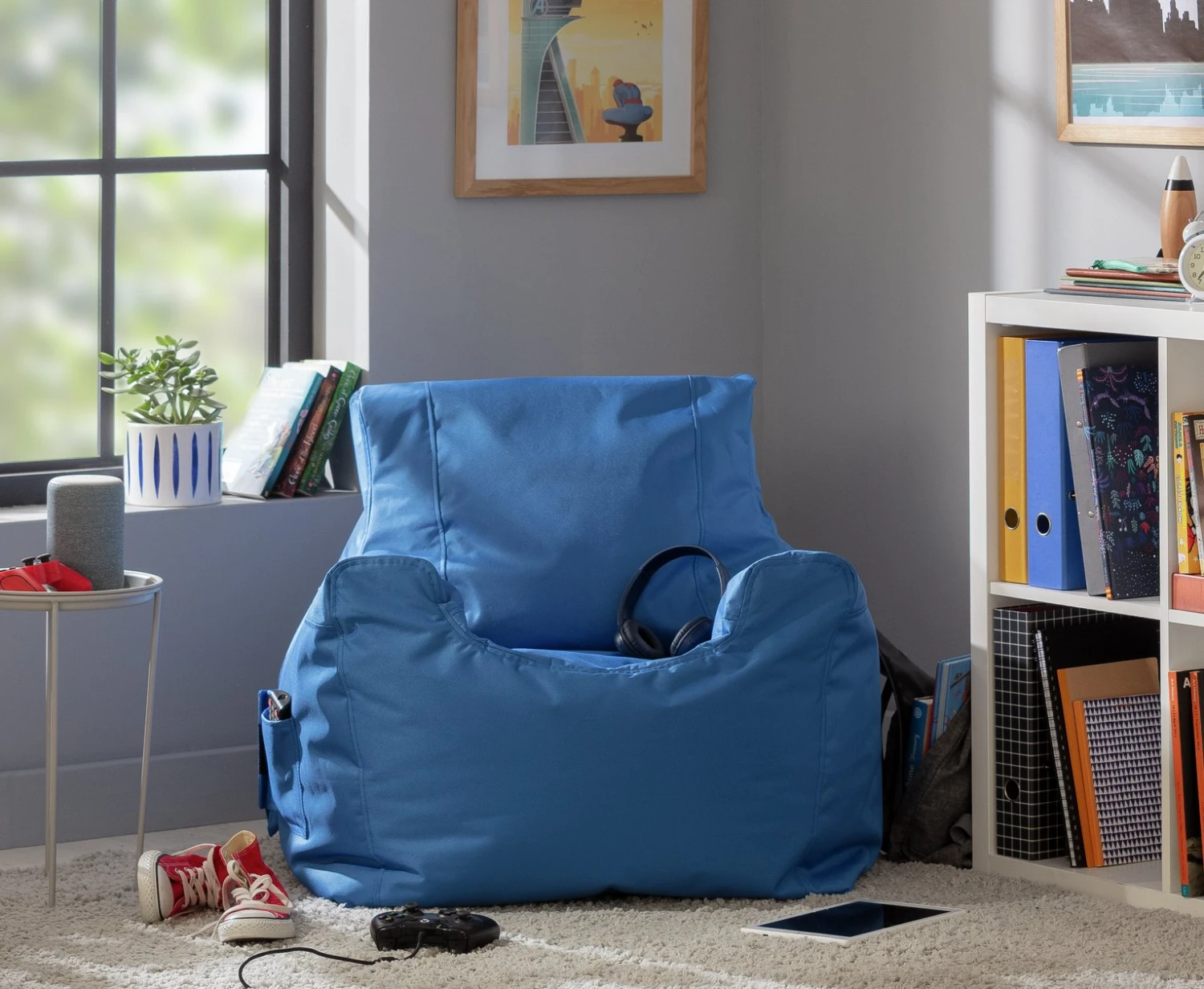 Kaikoo Large Blue Teenager Bean Bag Chair 3 Kaikoo Large Blue Teenager Bean Bag Chair