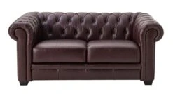 Habitat Chesterfield Leather 2 Seater Sofa - Chocolate