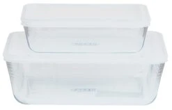 Pyrex Set Of 2 Glass Roasters With Plastic Storage Lids -Home Furnishings Store 6209654 R Z002A