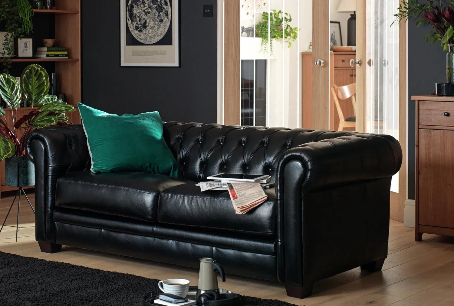Habitat Chesterfield Leather 3 Seater Sofa - Chocolate 5 Habitat Chesterfield Leather 3 Seater Sofa - Chocolate - Image 3