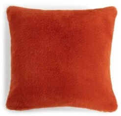 Habitat Plain Faux Fur Cushion - Burnt Orange - 43X43cm -Home Furnishings Store 7048663 R Z002A
