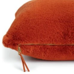 Habitat Plain Faux Fur Cushion - Burnt Orange - 43X43cm -Home Furnishings Store 7048663 R Z003A