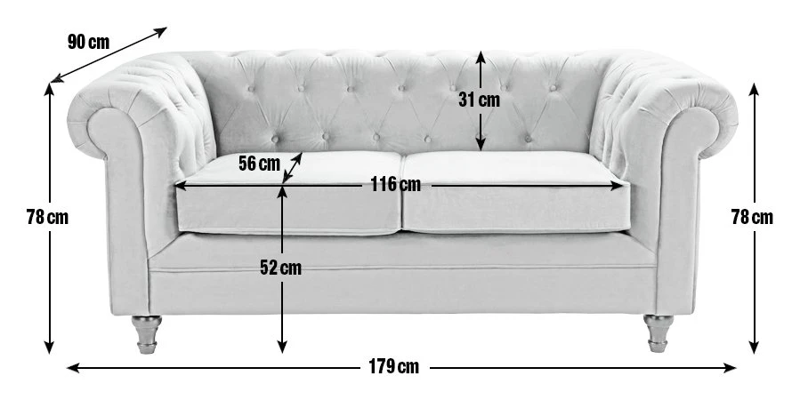 Habitat Chesterfield Fabric 2 Seater Sofa - Light Grey 6 Habitat Chesterfield Fabric 2 Seater Sofa - Light Grey - Image 4