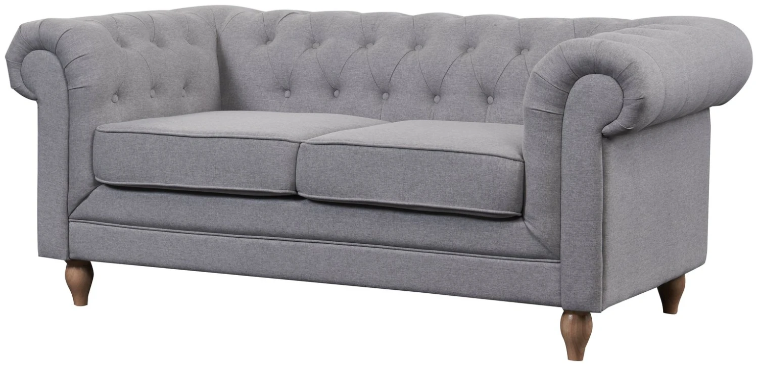 Habitat Chesterfield Fabric 2 Seater Sofa - Light Grey 7 Habitat Chesterfield Fabric 2 Seater Sofa - Light Grey - Image 5