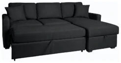 Habitat Reagan Corner Chaise Faux Leather Sofa Bed - Black -Home Furnishings Store 7067668 R Z003A