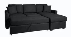 Habitat Reagan Corner Chaise Faux Leather Sofa Bed - Black -Home Furnishings Store 7067668 R Z007A