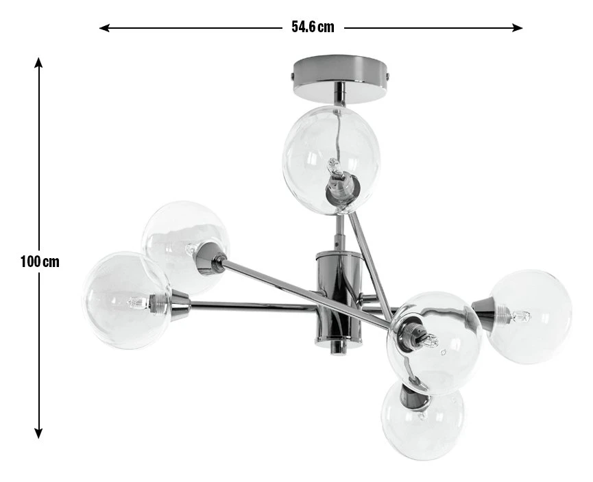 Habitat Glam 6 Light Glass Ceiling Light – Gold 5 Habitat Glam 6 Light Glass Ceiling Light – Gold - Image 3